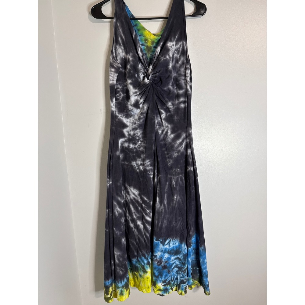 Dharma Trading Co Tie Dye Maxi Dress Womens Large Cotton Twist Front Boho USA